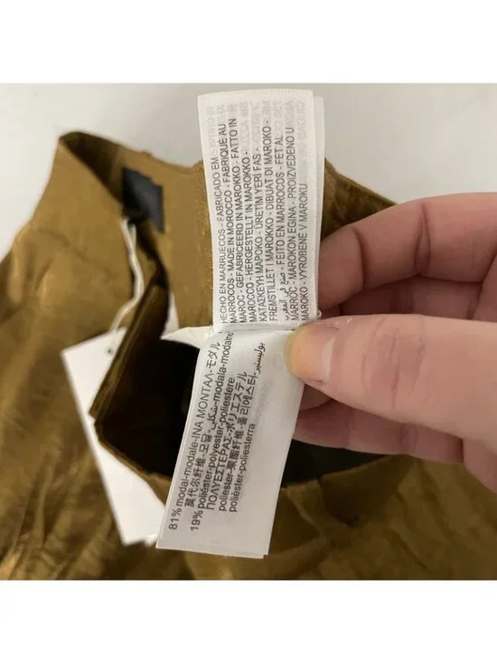 Zara Womens Satin Trousers Pants Medium Caramel Wide Leg High Waist 7965/556 NWT - Picture 9 of 13